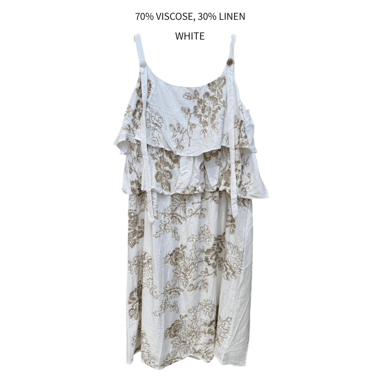 MARGOT LINEN MIX FRILL DRESS