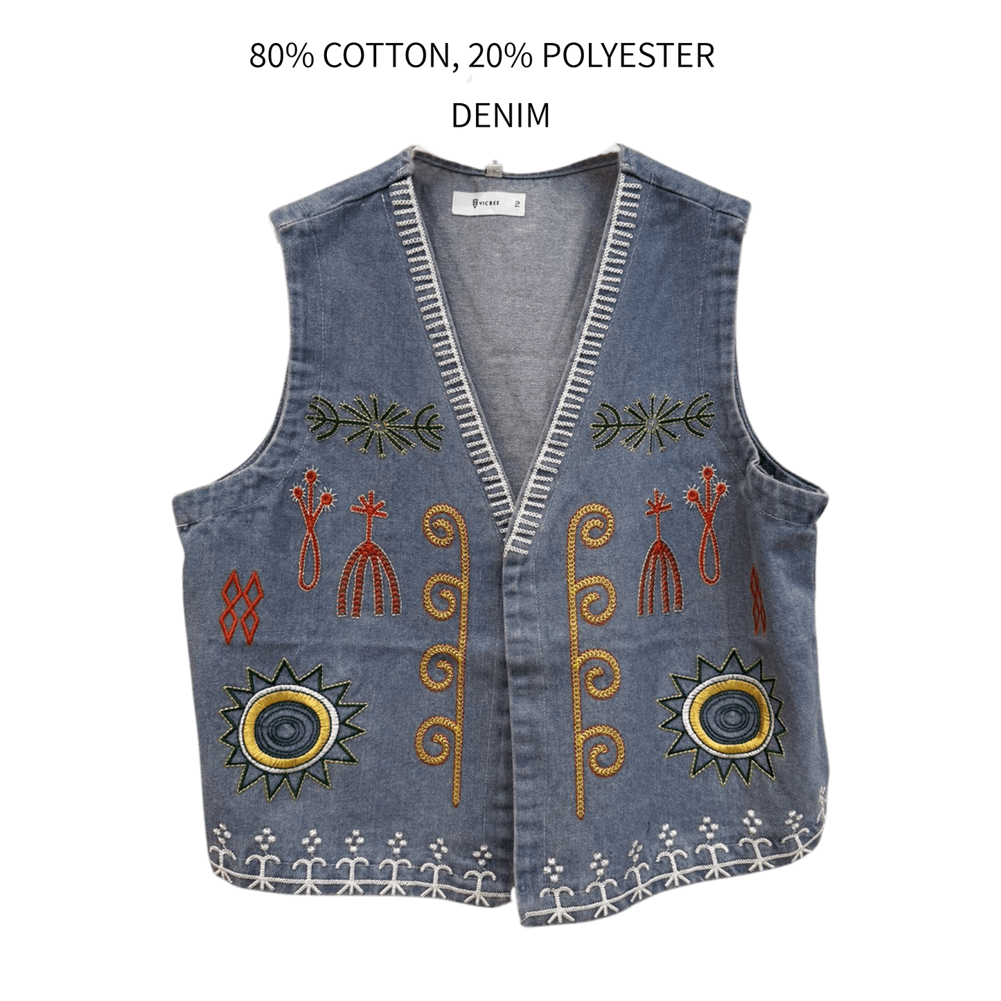 HALLIE DENIM EMB WAISTCOAT