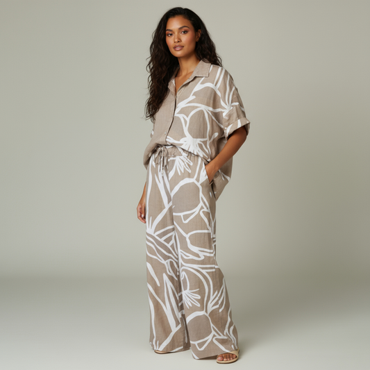 SAGE LINEN FLORAL LINE ART SET