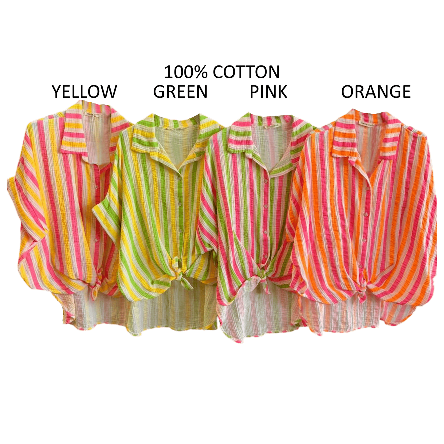 ANNIKA COTTON NEON STRIPE SHIRT
