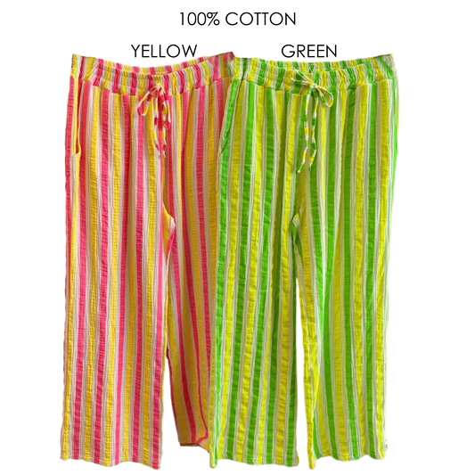 LANEY COTTON STRIPE WIDE LEG PANTS
