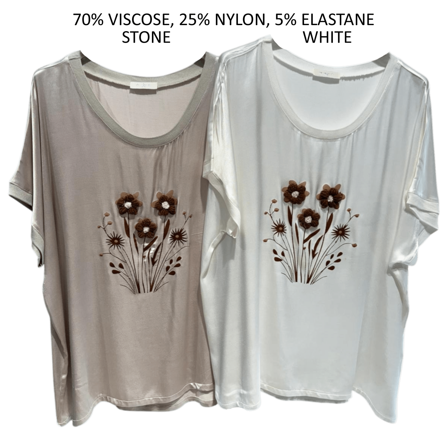 ZARIA SOFT KNIT VISCOSE FLOWER TOP