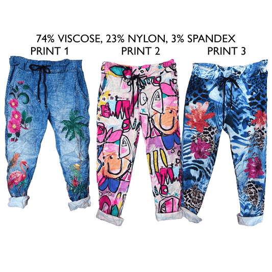 SACHI TROPICS PRINTS VISCOSE ELASTANE PANTS