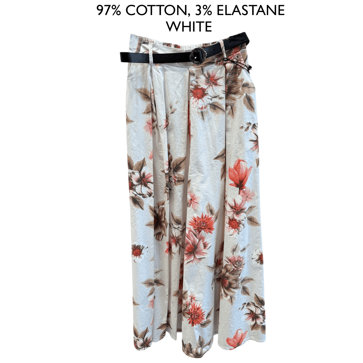 SADIRA COTTON FLORAL WIDE LEG PANTS