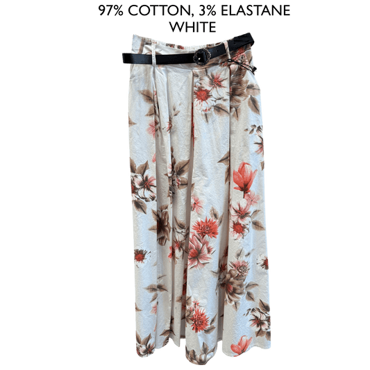 SADIRA COTTON FLORAL WIDE LEG PANTS