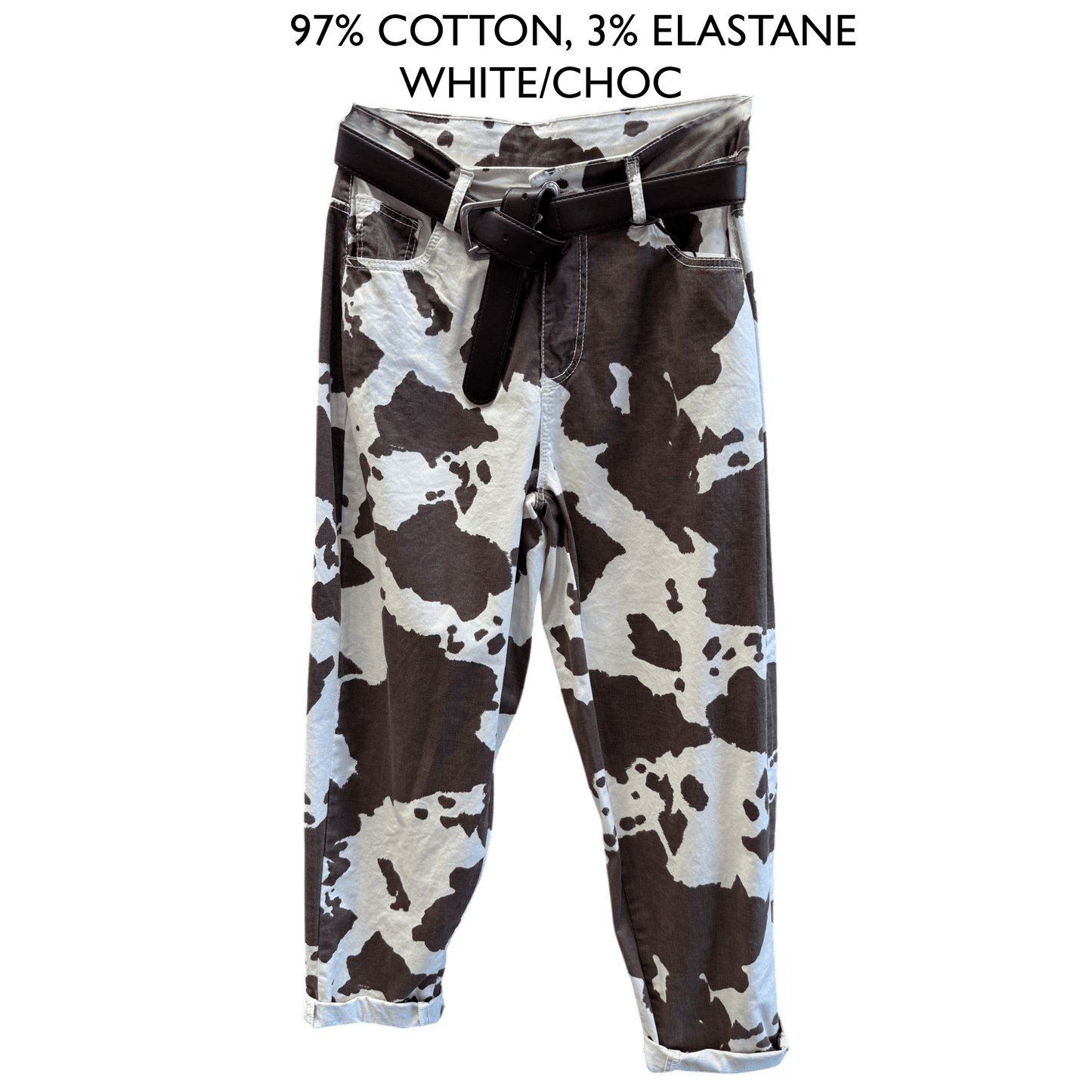 LAURELL COTTON COW PRINT PANTS