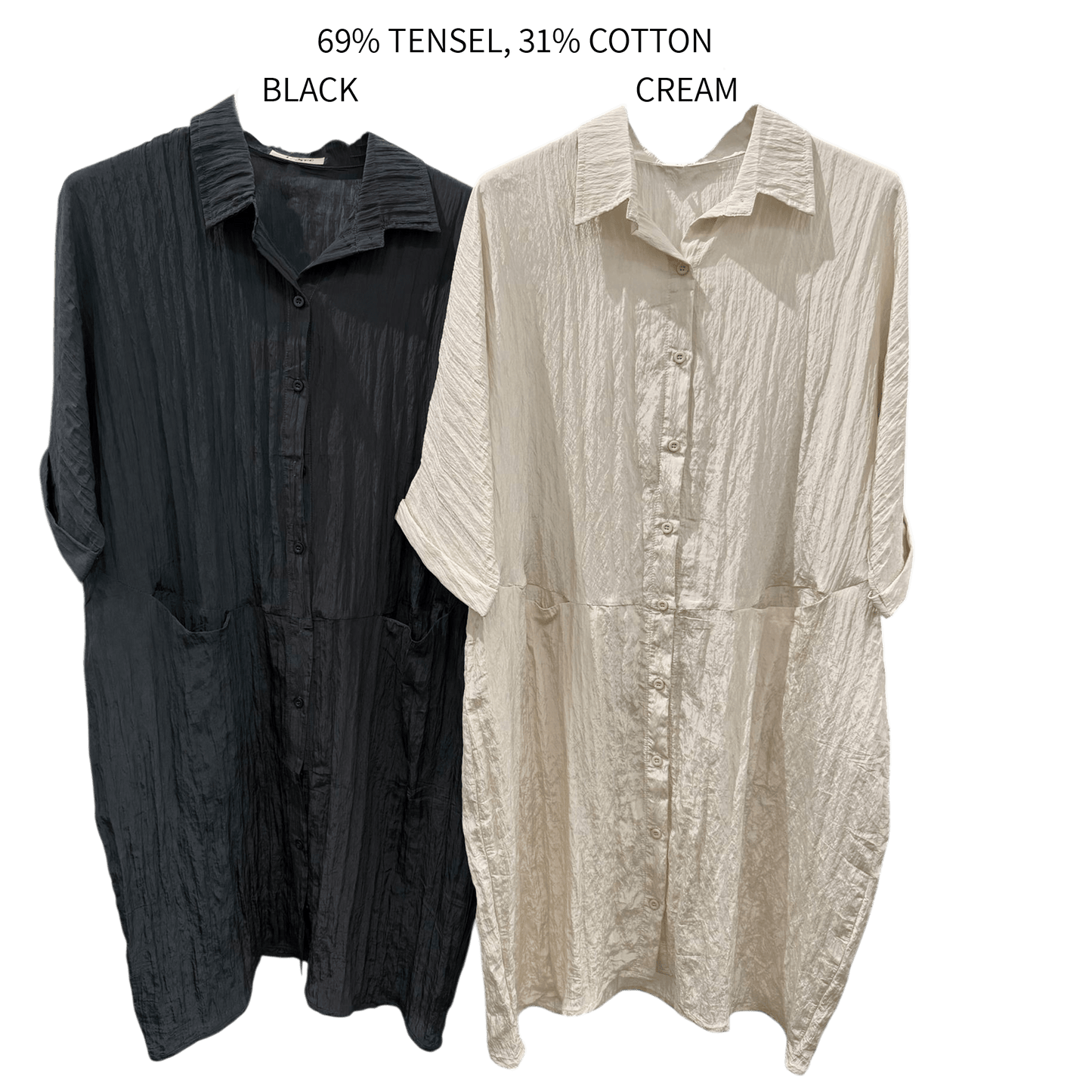 HANAKO SILKY TENCEL BLEND SHIRT DRESS