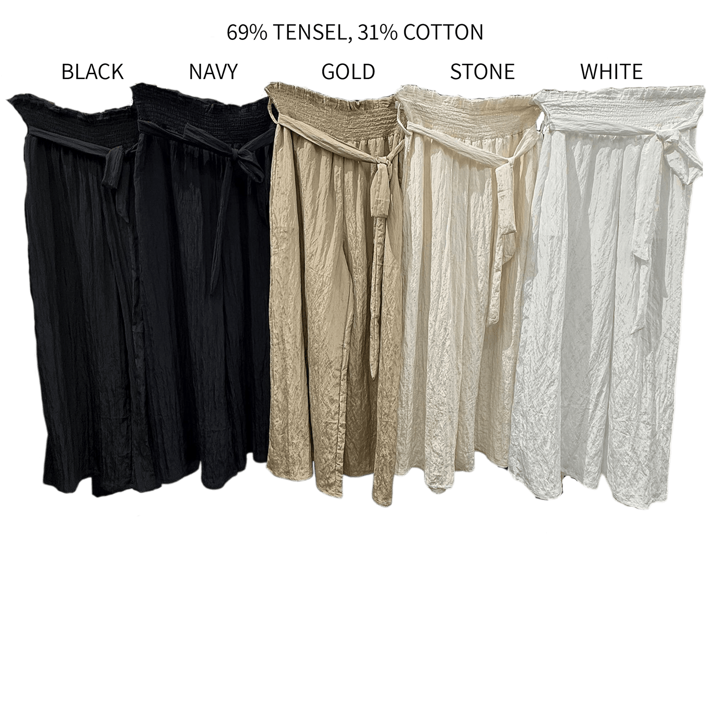 ALLONA SILKY TENCEL BLEND WIDE LEG PANTS
