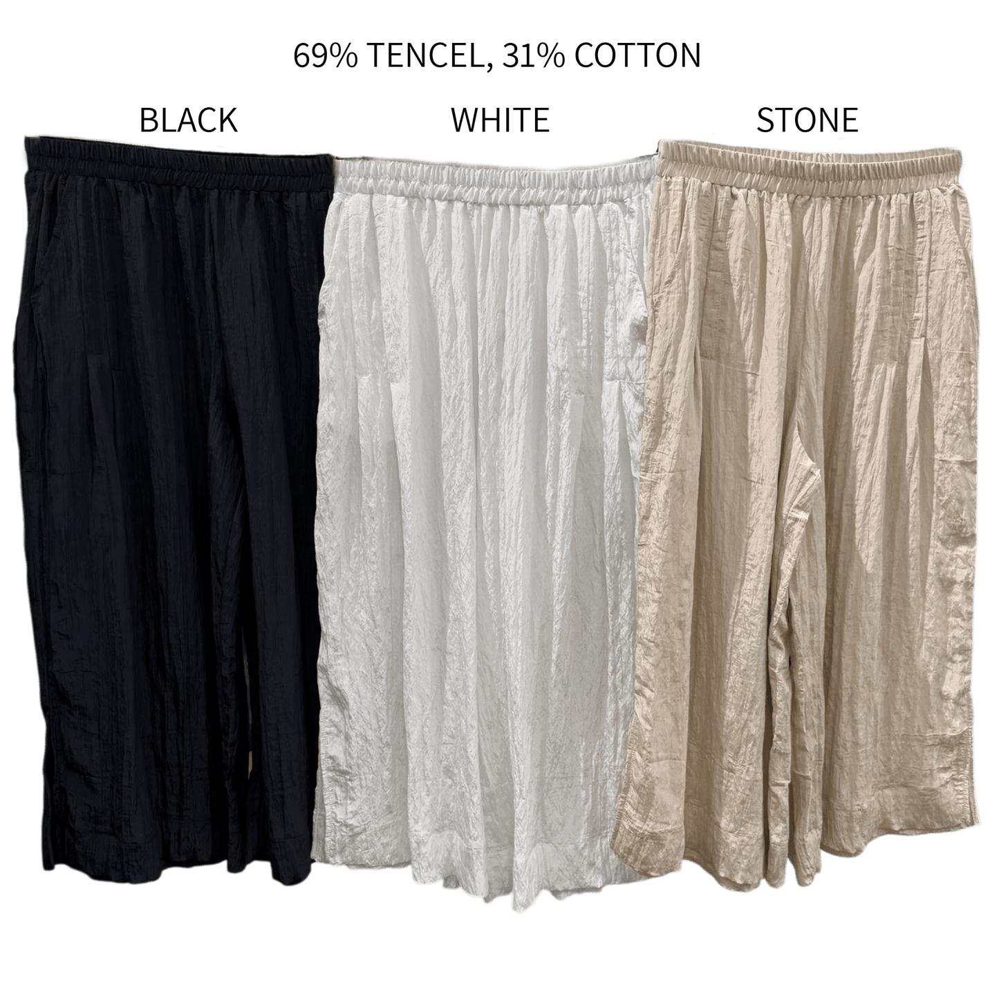 CALLY SILKY TENCEL BLEND WIDE LEG PANTS
