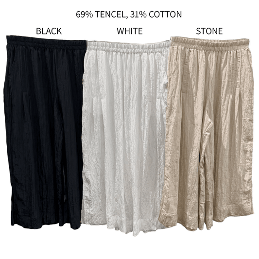 CALLY SILKY TENCEL BLEND WIDE LEG PANTS