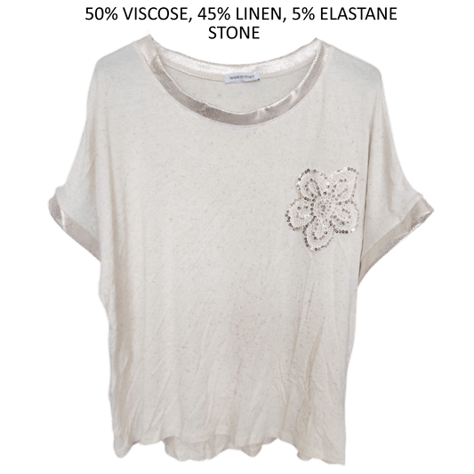 ISABELLA VISCOSE LINEN BLEND FLOWER TOP