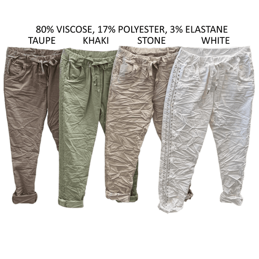 SANIYAH VISCOSE STRETCH SIDE TRIM PANTS