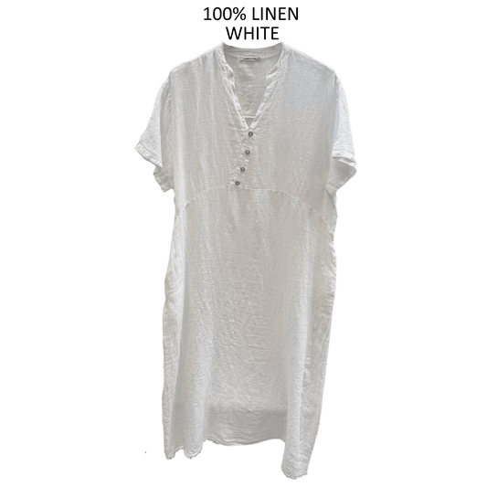 CAROLINE LINEN PLACKET DRESS