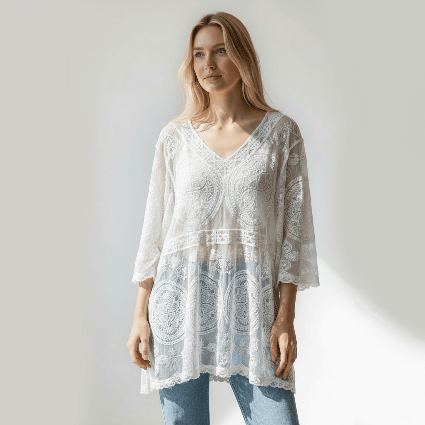 NISSA LACE COTTON MIX DRESS