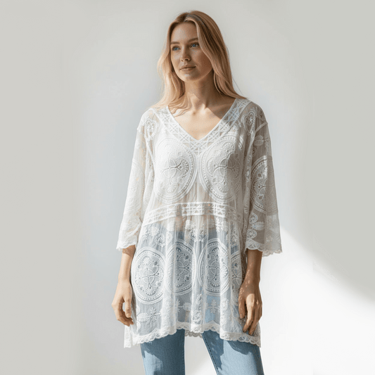 NISSA LACE COTTON MIX DRESS