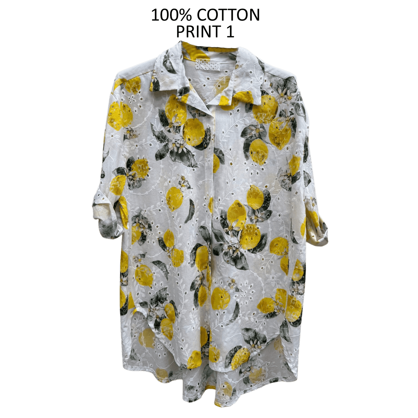 CASEY COTTON ANGLAISE LEMONCHELLO PRINT SHIRT