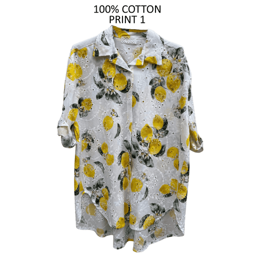 CASEY COTTON ANGLAISE LEMONCHELLO PRINT SHIRT