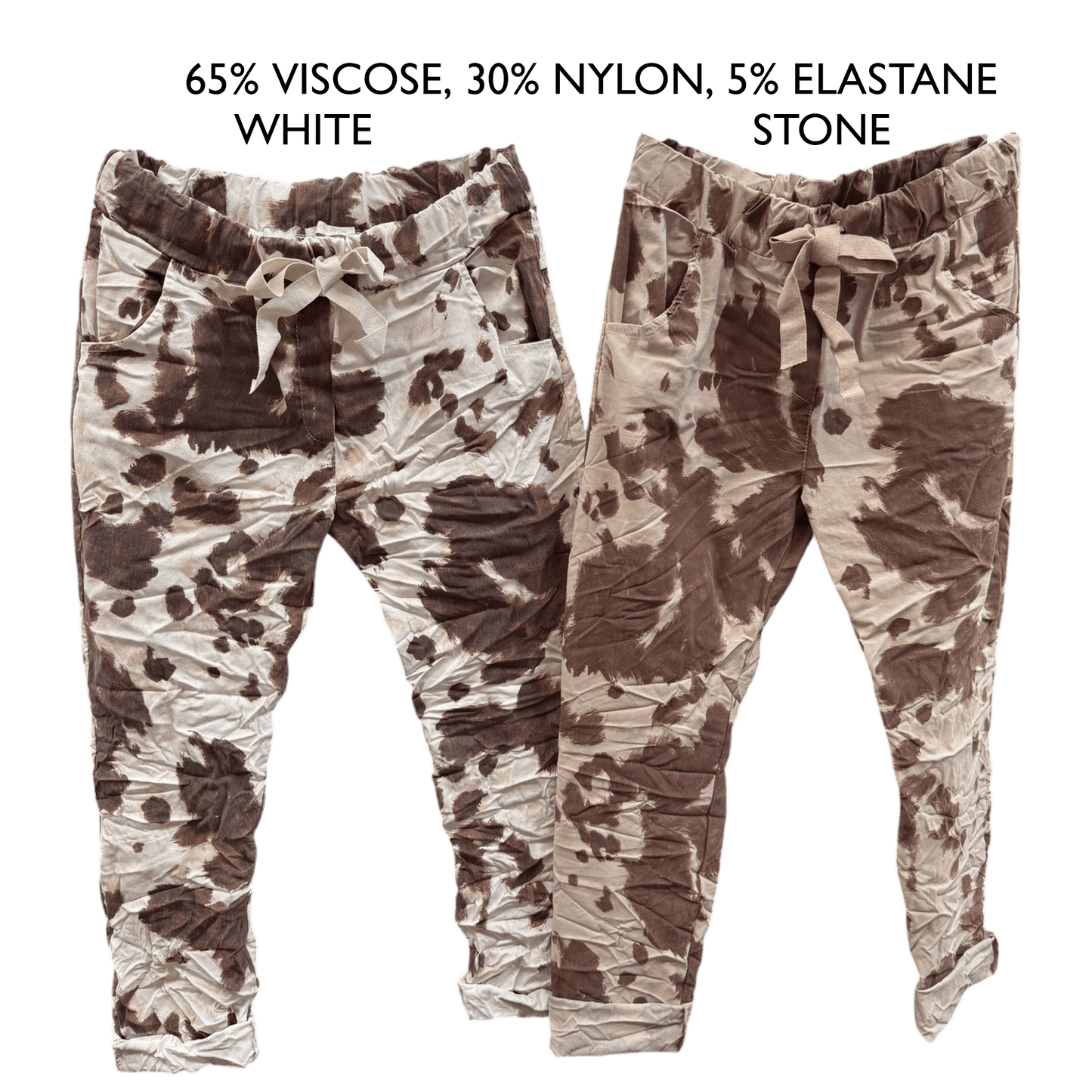 GLENNETTE VISCOSE ELASTANE COW PRINT PANTS