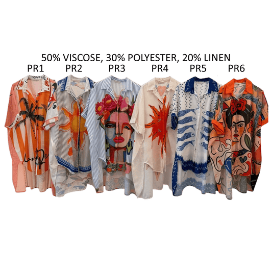 LEILINA LINEN BLEND PRINT SHIRT