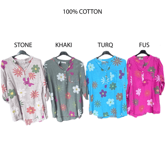 AELIN SOFT COTTON FLOWER SHIRT