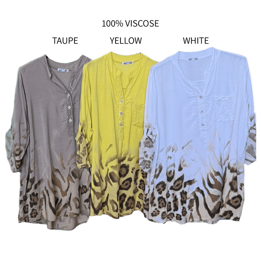 JEZEBEL SOFT VISCOSE ANIMAL PRINT SEQ POCKET SHIRT