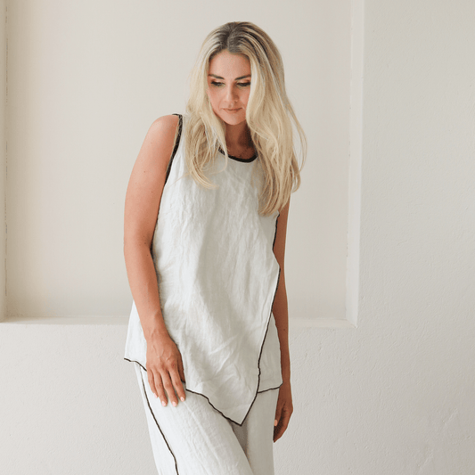 TOSCA LINEN BLACK TRIM VEST