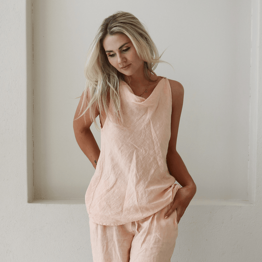 DILA LINEN COWL NECK CAMMIE