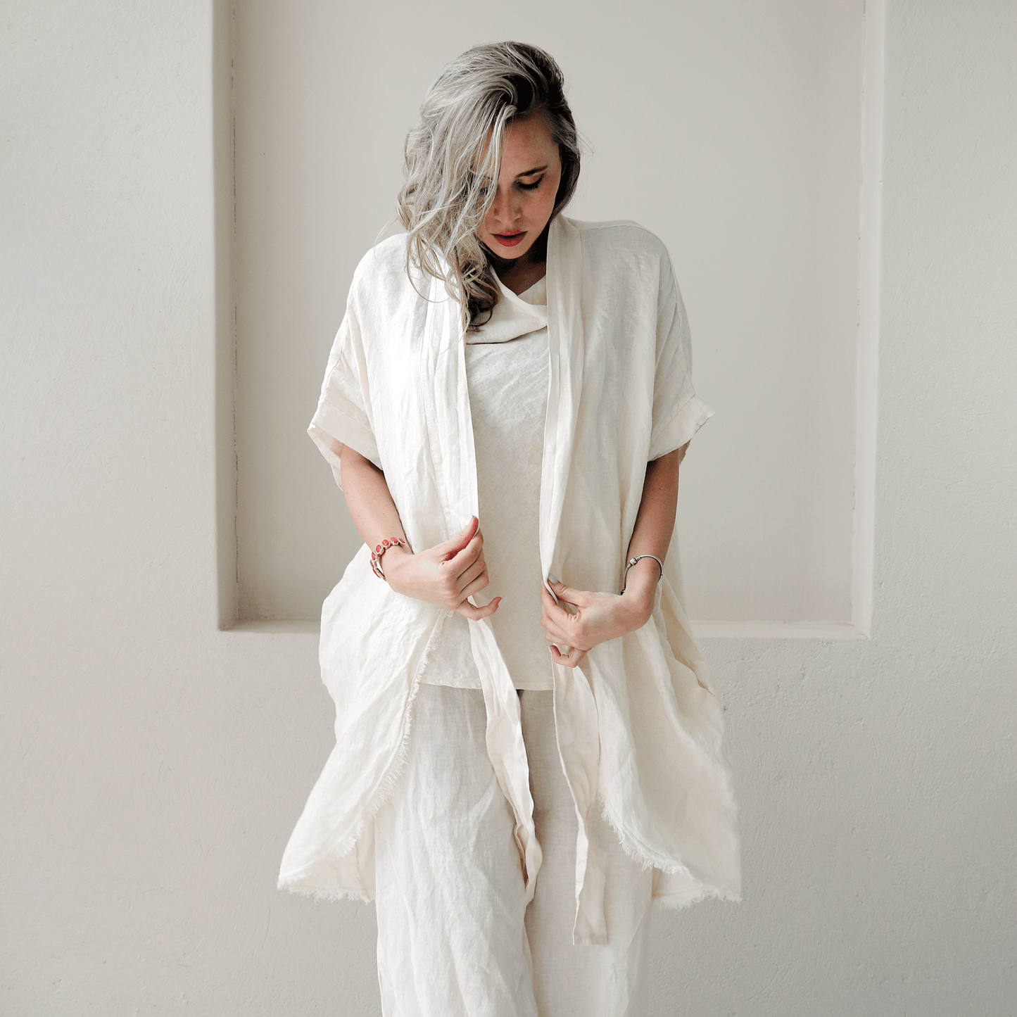 EMELDA LINEN BATWING TIE JACKET