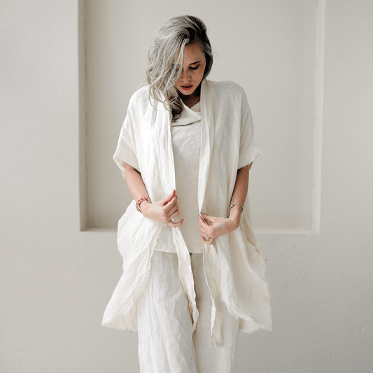 EMELDA LINEN BATWING TIE JACKET