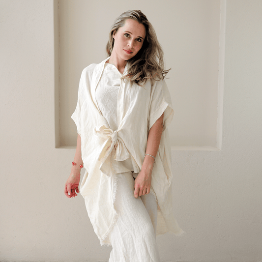 NORINE LINEN BATWING TIE JACKET