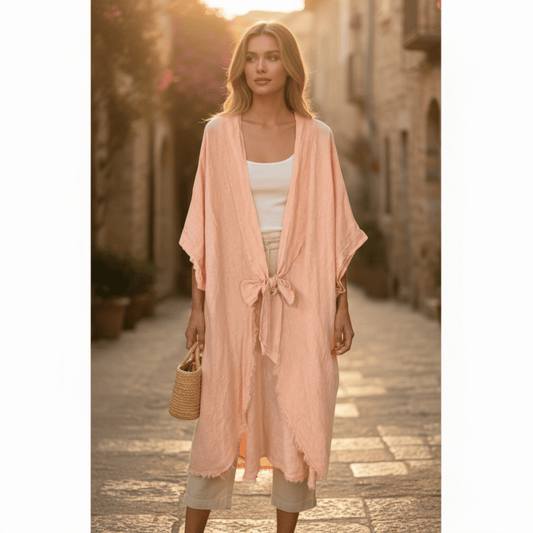 NORINE LINEN BATWING TIE JACKET