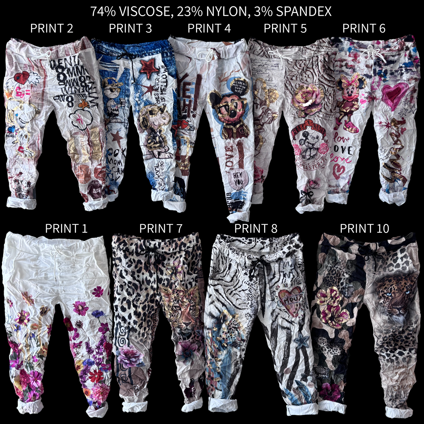 MATILDA VISCOSE ELASTANE PRINTED FOIL PANTS