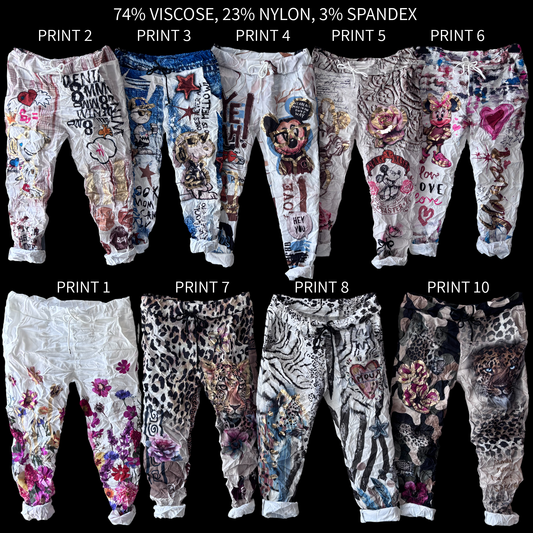 MATILDA VISCOSE ELASTANE PRINTED FOIL PANTS