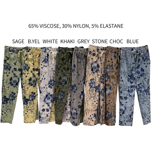 LYRIC VISCOSE ELASTANE FLORAL PRINT PANTS