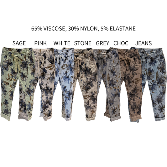 STEPH VISCOSE ELASTANE FLOWER PRINT PANTS