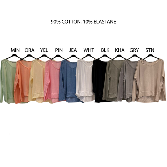 RYLIE COTTON ELASTANE ROUND NECK TOP