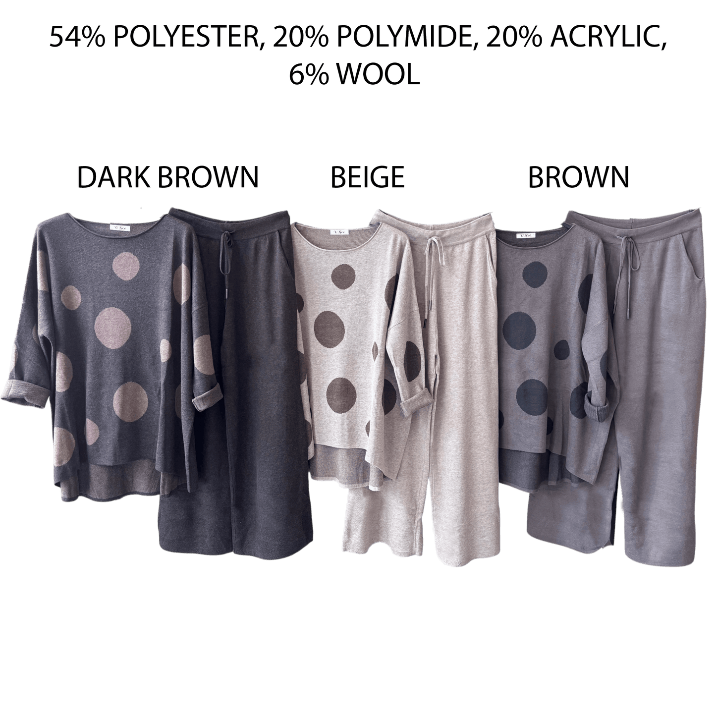 MADILYN MIX WOOL JERSEY KNIT DOTTED PANTS SET