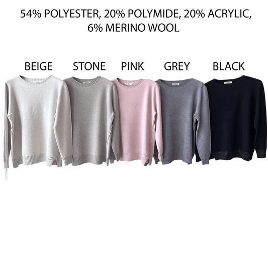 ALLESA JERSEY KNIT MIX WOOL RIBBING TRIM TOP