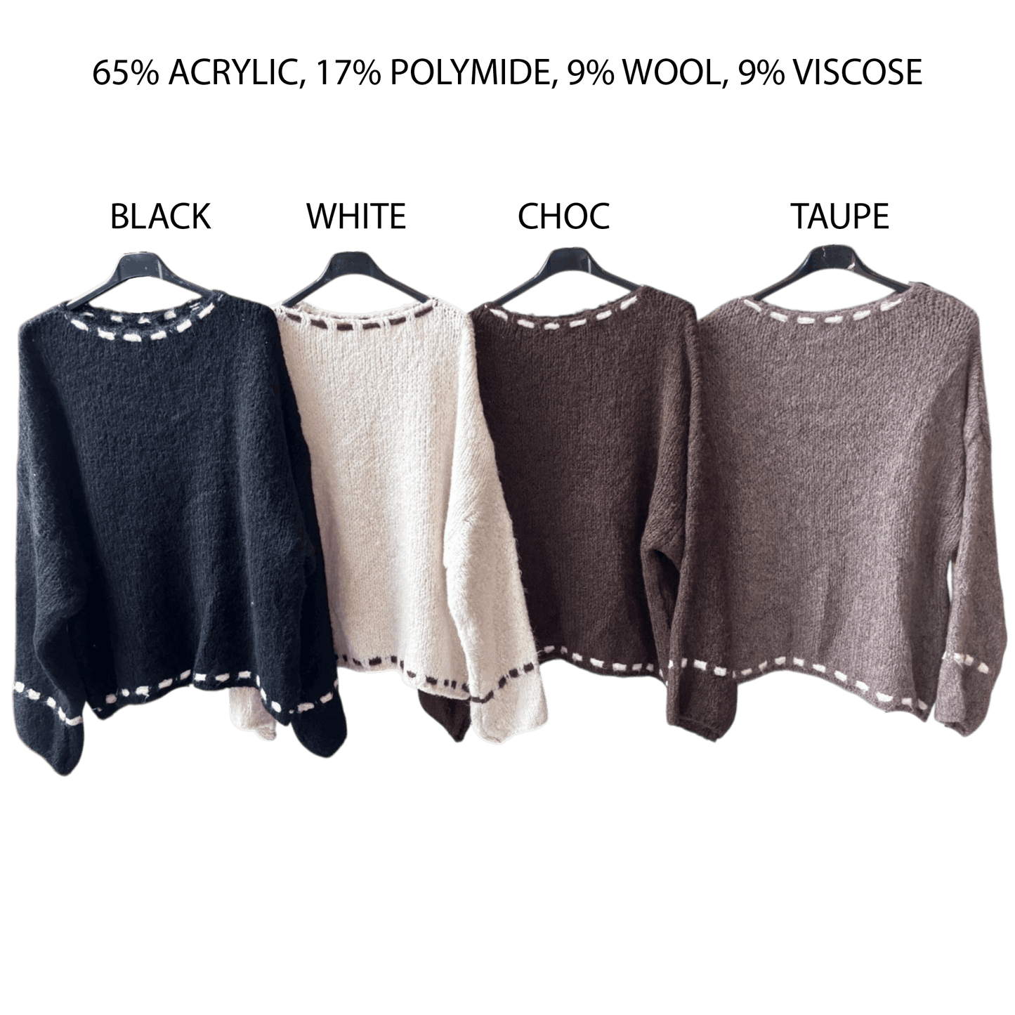 ARIAH KNIT MIX WOOL WHIPSTITCH TRIM TOP