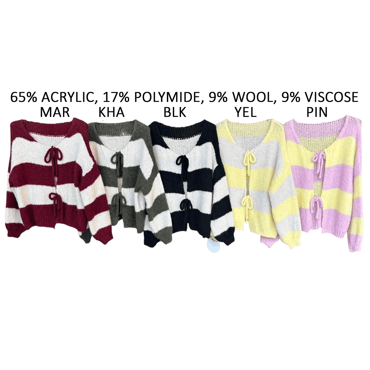 JENNY KNIT MIX WOOL STRIPE TIE CARDIGAN