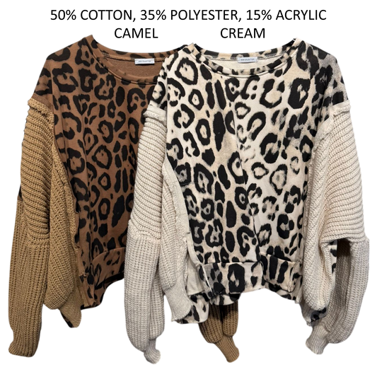 JOANNA THICK JERSEY KNITTED ANIMAL PANEL TOP