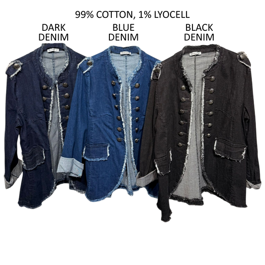 MILITARY COTTON DENIM JACKET