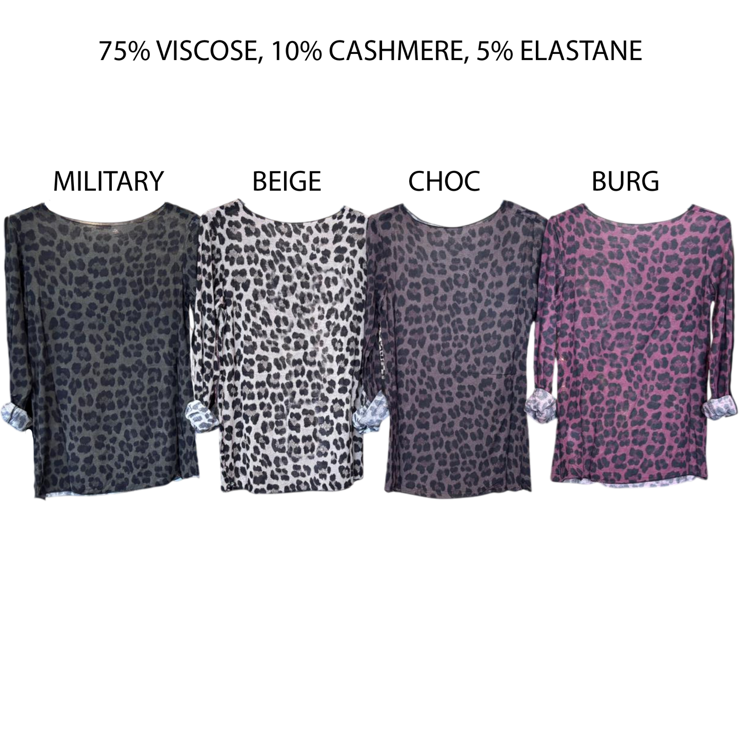 BRYNLEE MIX CASHMERE KNIT CHEETAH PRINT TOP