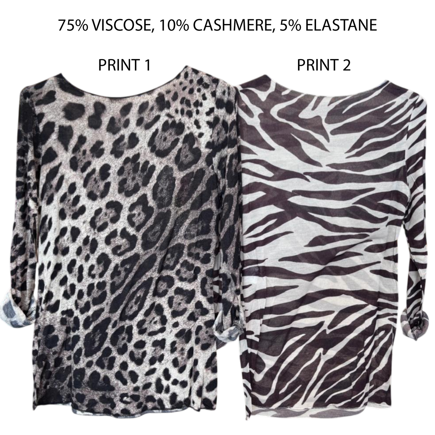 ROWAN MIX CASHMERE KNIT ANIMAL PRINT TOP