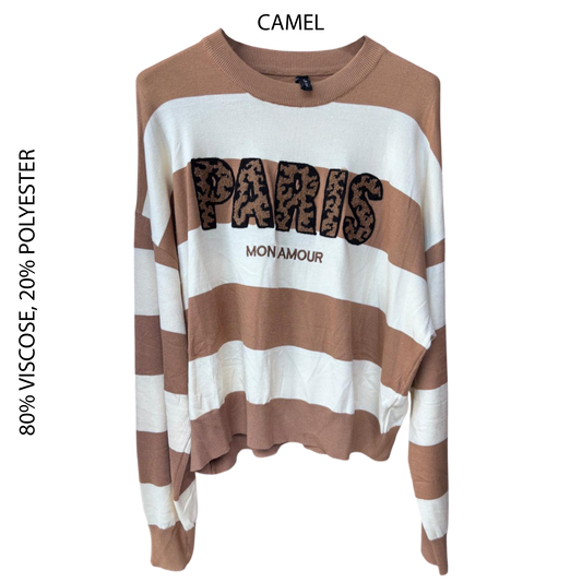 PARIS JERSEY KNIT STRIPE TOP