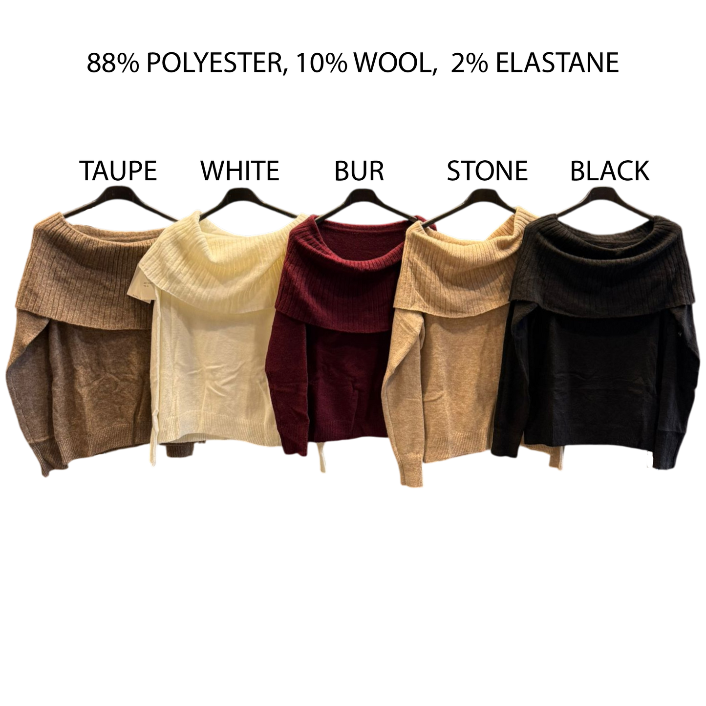 BRIELLE RIB KNIT FOLD OVER SHOULDER TOP