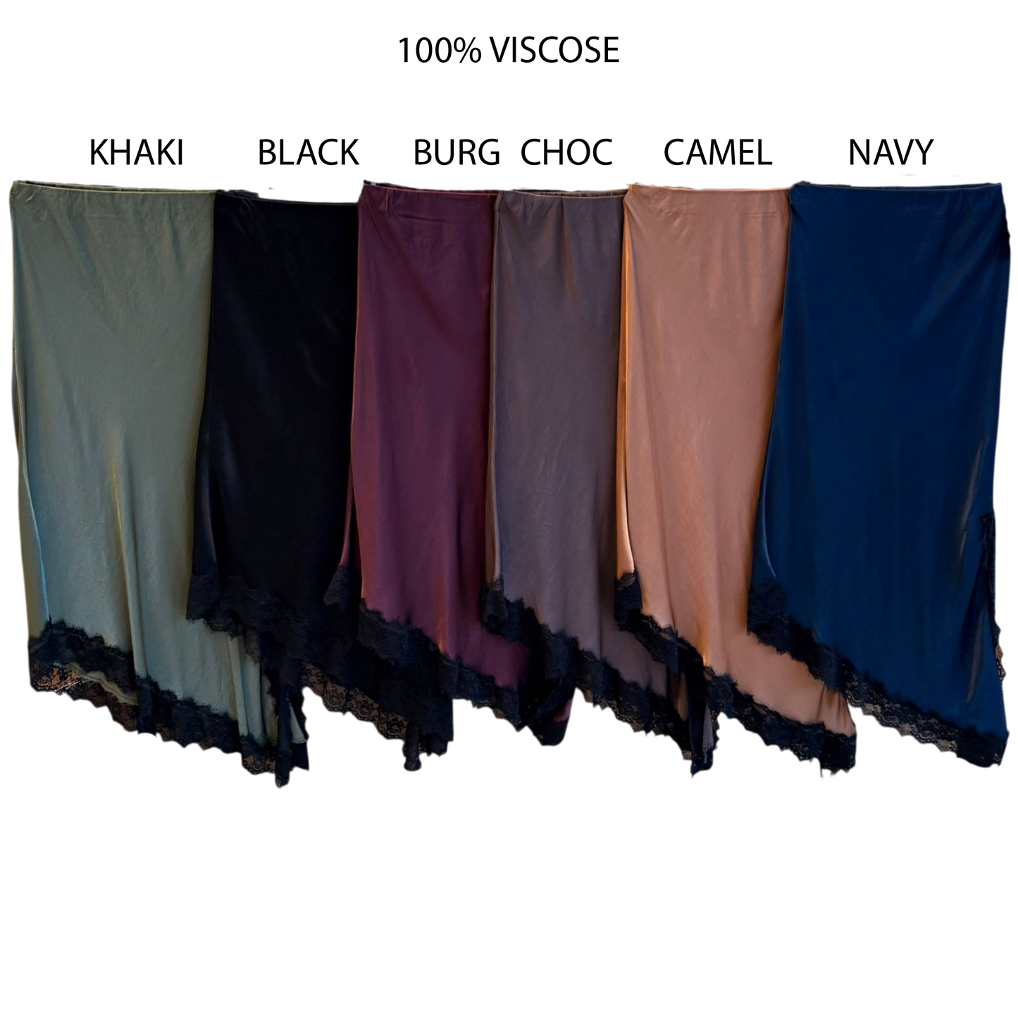 MICHELLE SATIN ASSYMETRICAL LACE HEM SKIRTS