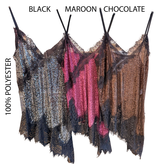 FELICITY SEQUIN ASSYMETRIC LACE CAMMIE