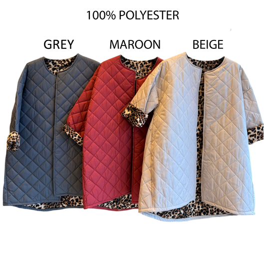 QUILT PUFFER ANIMAL PRINT LINING JACKET