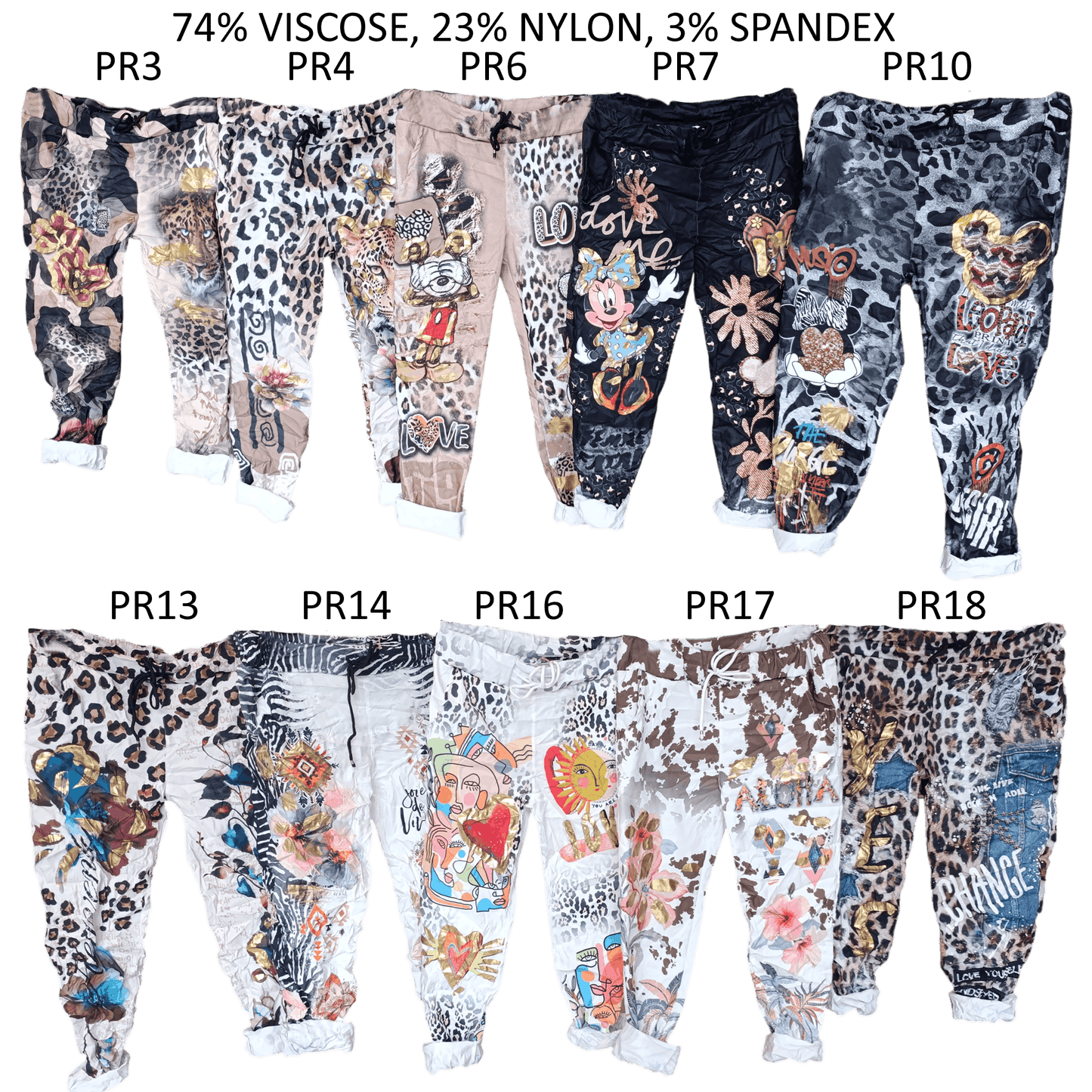 ELLE VISCOSE ELASTANE PRINTED FOIL PANTS